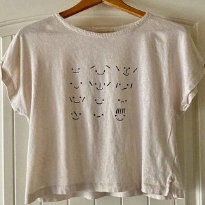 Madewell Cropped Tee | Faces Emoticons | M